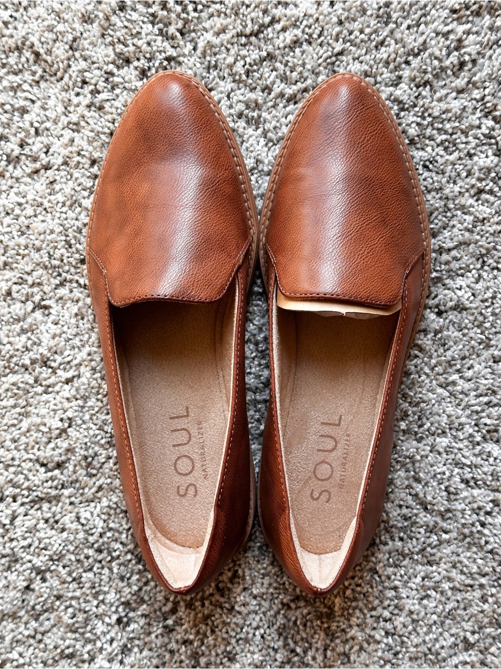SOUL Naturalizer Women's Brown Leather Slip-On Loafers - Size 8W
